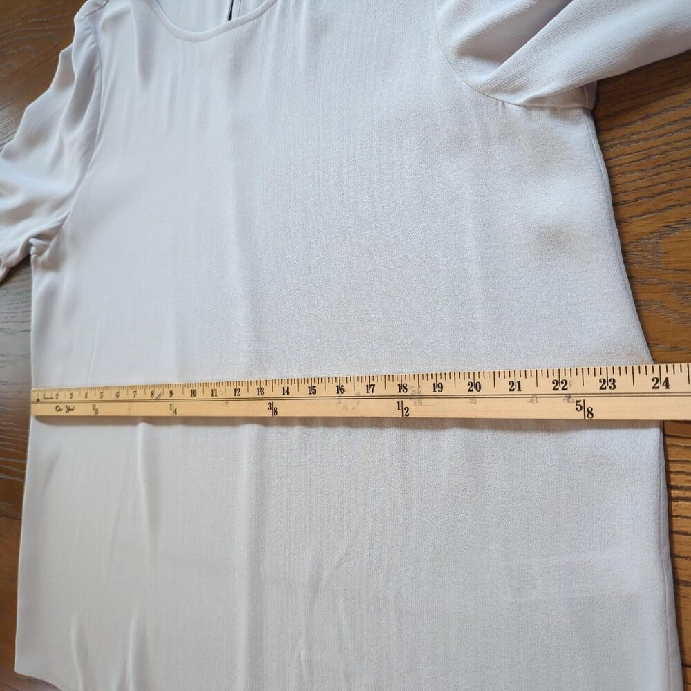 Eileen Fisher Blouse Womens Large Gray Silk Bell Sleeve Round Neck Tunic Top - Picture 10 of 16